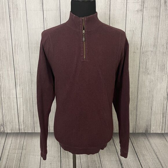 Tommy Bahama Men's XL Burgundy / Red Quarter Zip Reversible Pullover Sweater - Picture 2 of 14